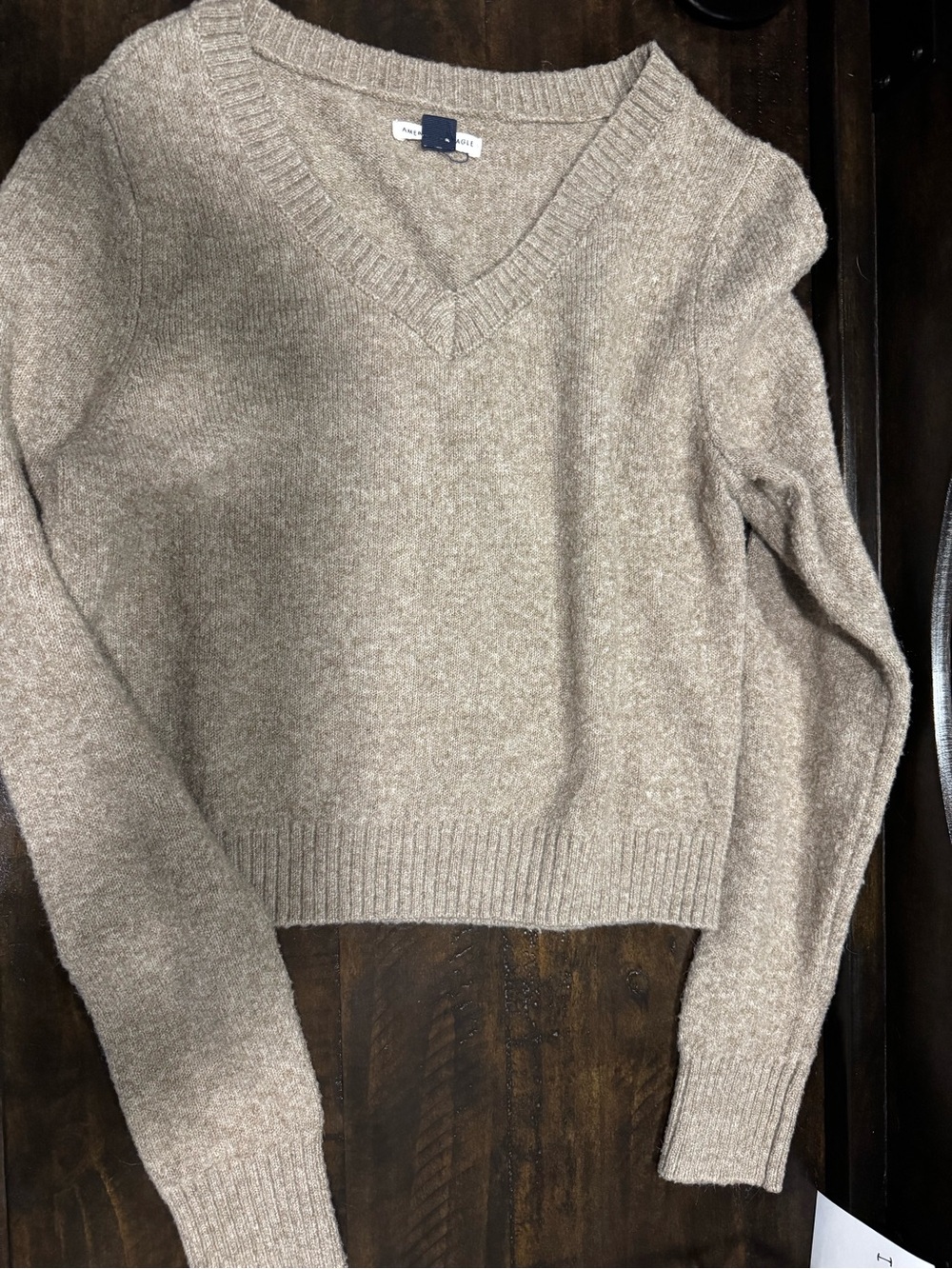 American Eagle Outfitters Taupe V-Neck Sweater